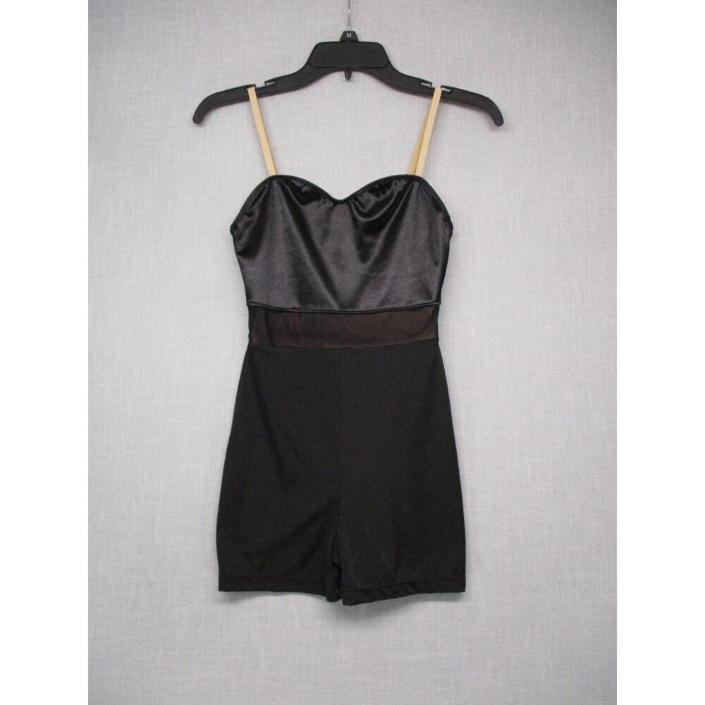 Revolution Black Elegant Satin Mesh Trendy‎ Strapless Romper Womens Size Small